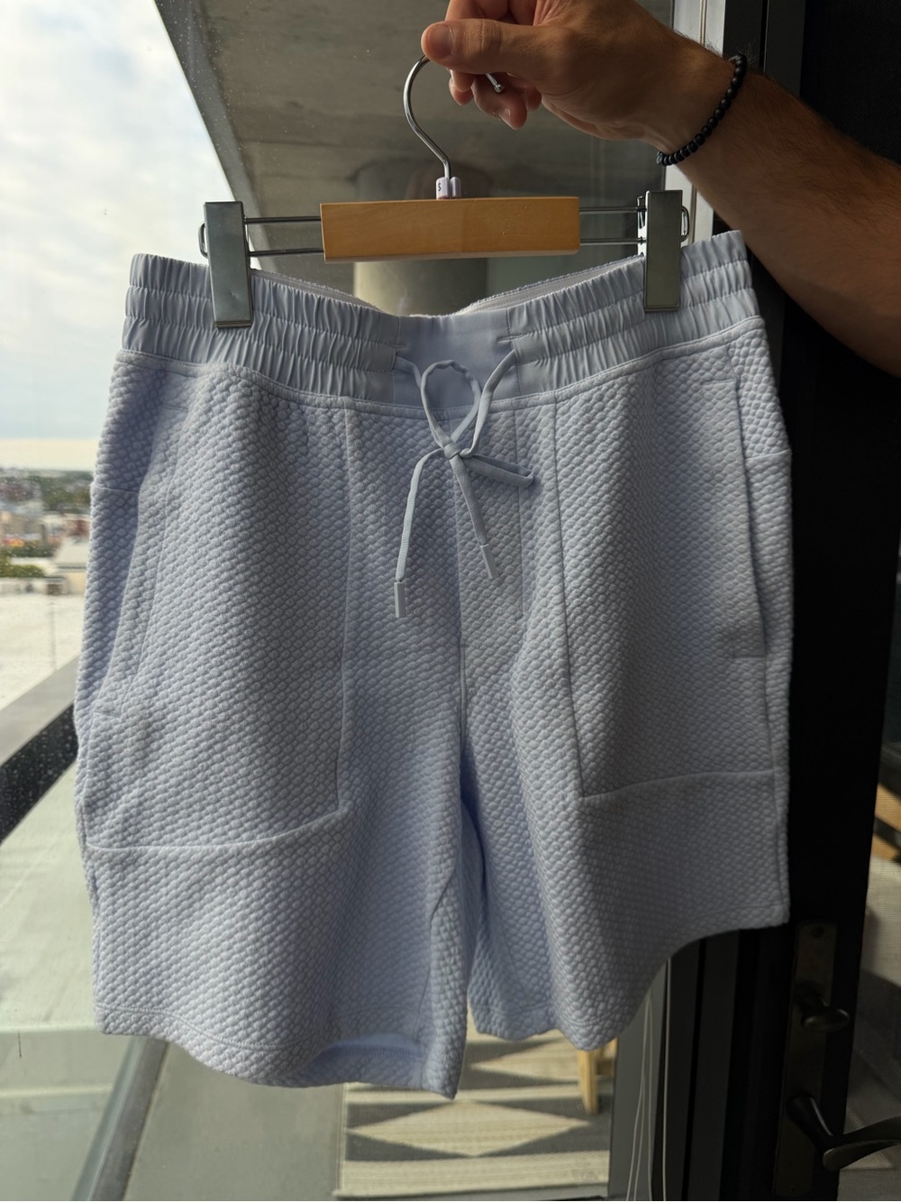 lululemon athletica Light blue Textured Drawstring Athletic Shorts